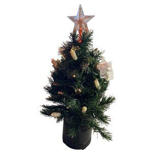 Fiber Optic Artificial Christmas Tree Angel Candle Ornaments LED Star Topper 2'